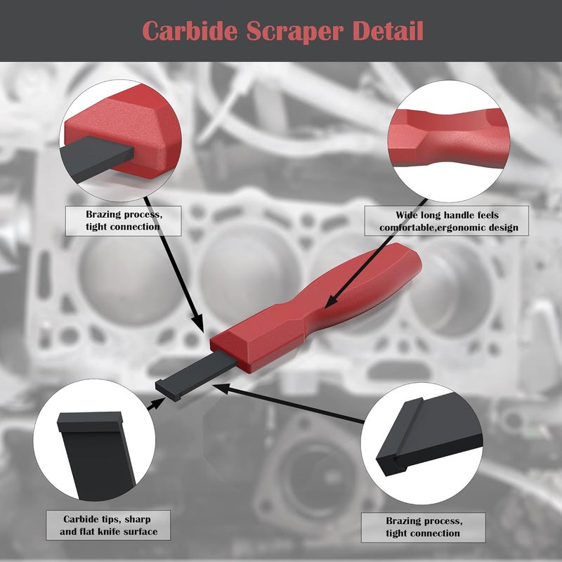 OUXIO Store Carbide Scraper, Super Carbide Gasket Scraper for Metal and Automotive, 5/8 Inch Carbide Scraper Set (1-Piece) - Image 3